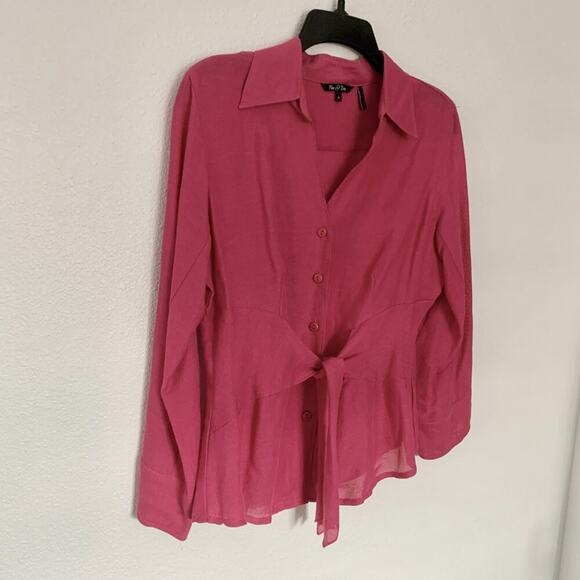Nic + Zoe Pink Silk Linen Button Up Shirt - Picture 2 of 9